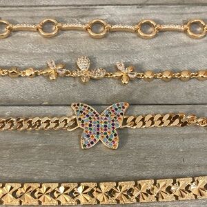 Gold Butterfly Charm Bracelet Set